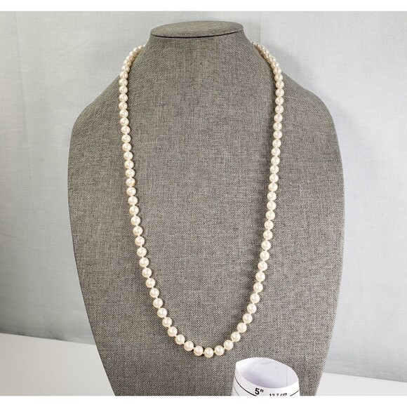 Vintage Knotted Faux Pearl Gold Tone Fish Hook Clasp 30"  Necklace & 7” Bracelet - Picture 4 of 12